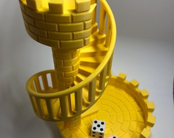 3D Printed Dice Tower Castle with Spiral Staircase
