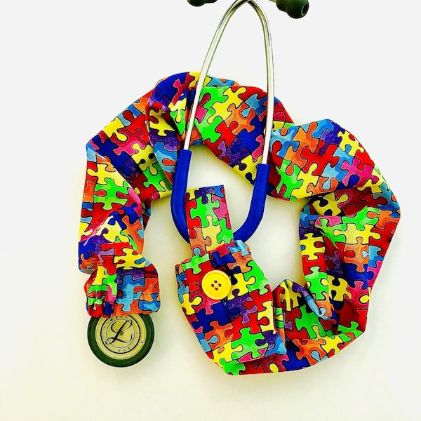 Stethoscope Cover, Nurse, Nursing Student, Therapist, Doctor, Nurse Gift, Autism Awareness, Puzzle, CNA,  Nurse Graduation, Stethoscope Sock