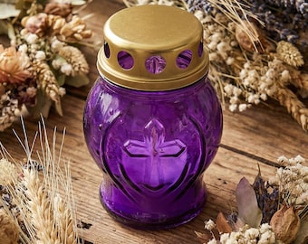 Memorial Glass Candle Lamp Set | Lamp + 8-Hour Candle | Orthodox Memorial Light
