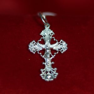 Sterling Silver Orthodox Cross Pendant 2.5 cm, 1.28g Detailed Eastern Crucifix, Christian Gift, Orthodox necklace, Orthodox pendant