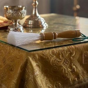 Orthodox Holy Water Brush 9.6" Wooden Aspergillum, Priest Blessing Brush