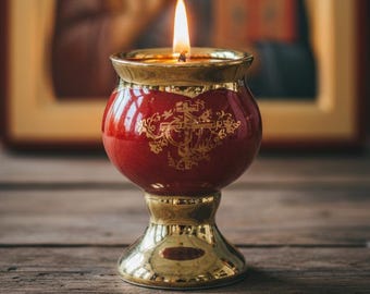 Mini lámpara de aceite de mesa de cerámica de 7 cm, lámpara de icono, lámpara de oración ortodoxa, vela de aceite vintage, lámpara de aceite retro, regalo religioso, altar para el hogar