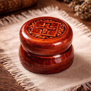 Ceramic Prosphora Box Orthodox Bread Container, 3.9x3.9 in, Church Use