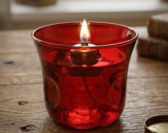 Red Glass Oil Lamp Cup, Orthodox Lampada Glass, Church Vigil Candle Holder Cup