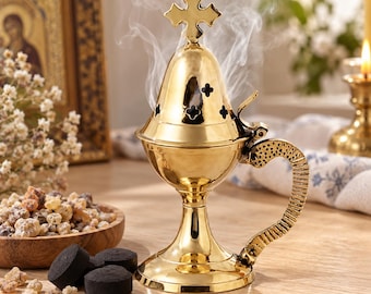 Brass Censer 12 cm / 4.72 in with 50g Incense & 10 Charcoal Tablets