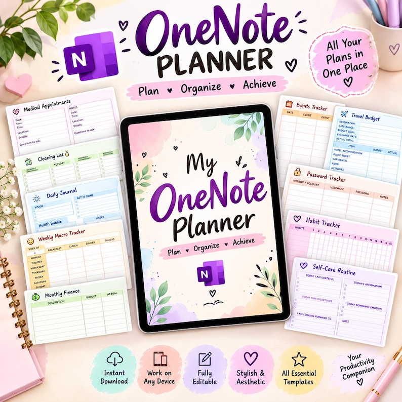 Onenote Template 2026| Professional Onenote Planner | Project ...