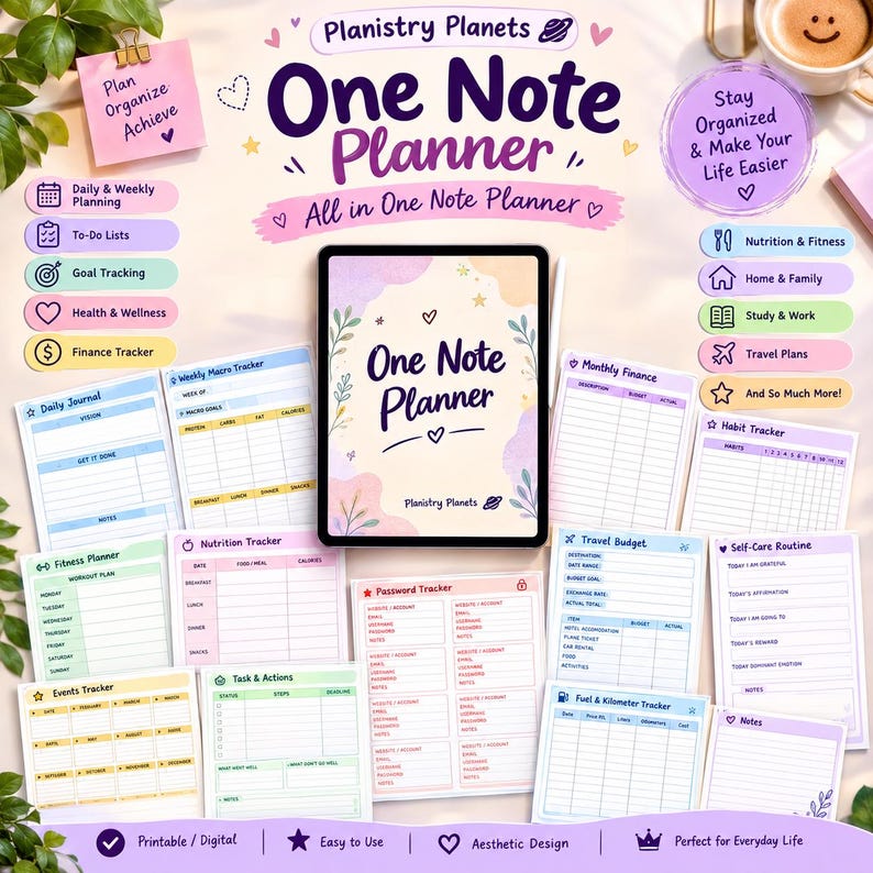 Planner Pages Onenote Onenote Template 2026| Professional Onenote Planner | Project ...