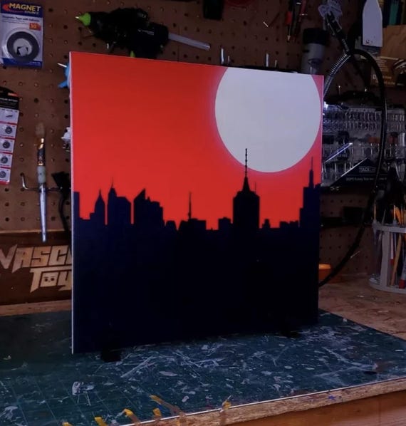 IKEA Detolf "Red Night" Skyline Silouhette Backdrop for Action Figure Display