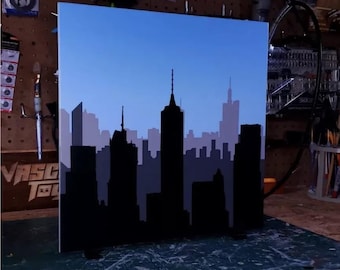 Painel de fundo IKEA Detolf Skyline Silhouette para exibição de figuras de ação