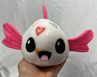 Dark Pink Valentines fish “fishes give kisses” plush - decoration, seasonal, handmade, cute, gift