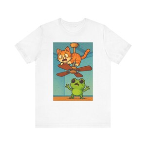 Funny Cat and Frog Unisex Tee, Cute Animal Shirt, Quirky Graphic Tee, Gift for Cat Lovers, Casual Wear, Pet Lover's Gift