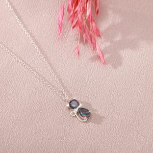 Mystic Topaz Cat Necklace: 14k Gold Plated Sterling Silver