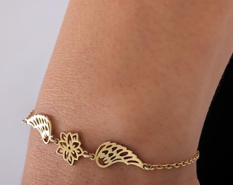 Birthflower Angel Wing Bracelet: Sterling Silver, Personalized Memorial Gift