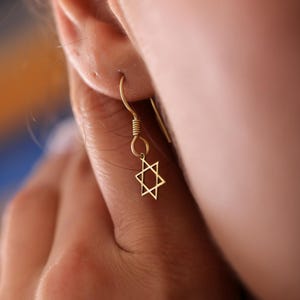 Sterling Silver David Star Earrings: Minimalist Celestial Jewelry