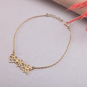 Personalized Multiple Birth Flower Bracelet- Month Flower Bracelet- Birthday Family Bracelet Personalized Gift 14K Gold Jewelry