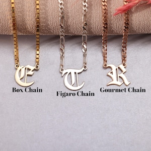 14K Gold Alte Englische Buchstabenkette - Kraft, Box, Singapur Mehr individuelle Gotische Namenskette für einen Edgy & Eleganten Look - personalisierter Schmuck