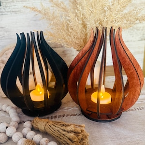 Candle holder handmade Rustic tea light wood candle holder Natural wood candle holder Wedding center piece Anniversary wood gift Unique