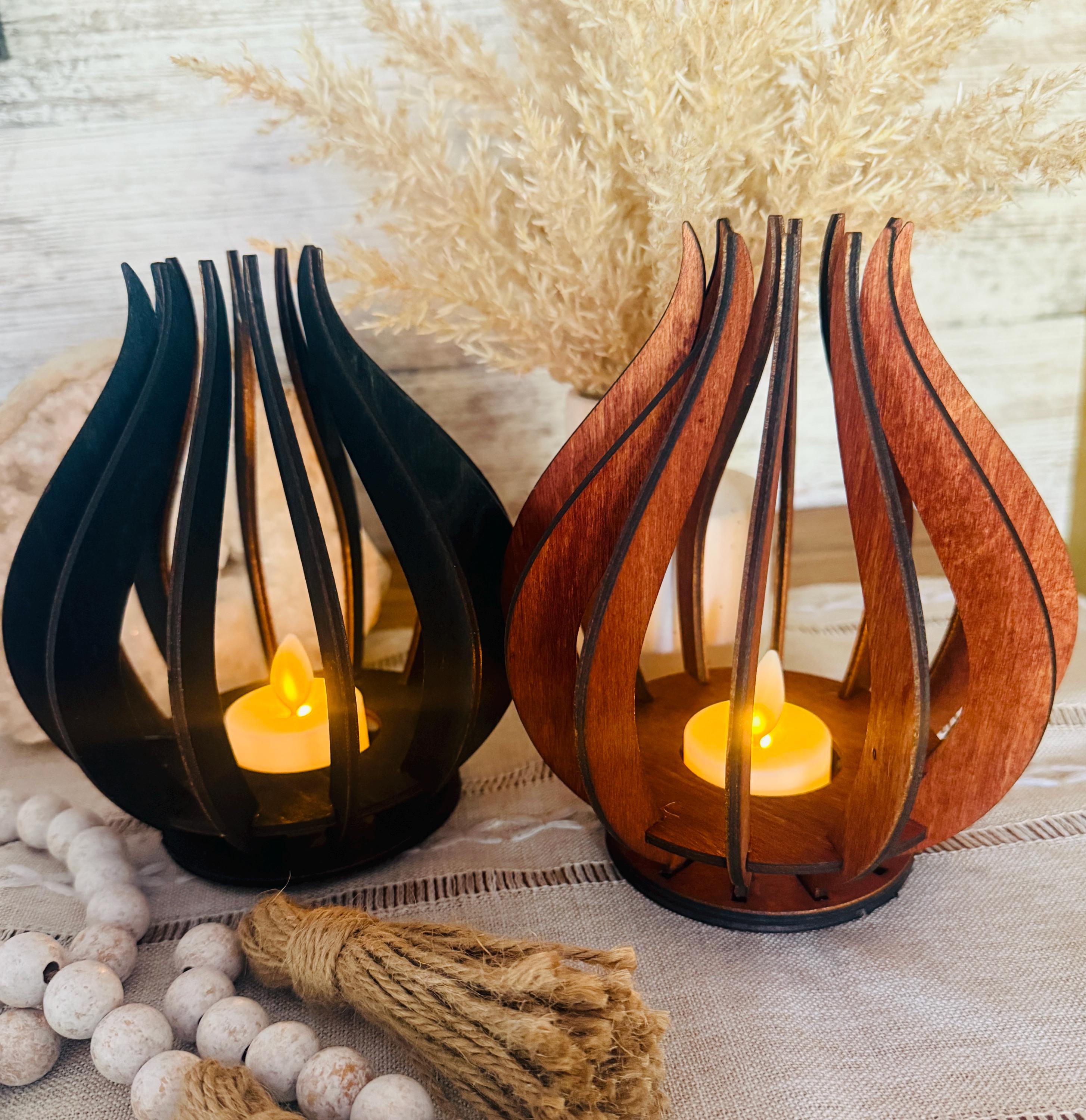 Candle holder handmade Rustic tea light wood candle