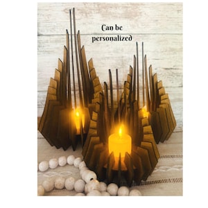 Personalized wood tea light custom candle holder Rustic tea light holder Eco friendly Natural wood decor center piece Anniversary wood gift