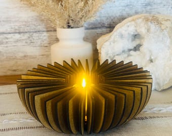 Holzkerzenhalter - Handgemachter Teelichthalter aus Holz - Umweltfreundlicher Herzstück - Hochzeitskerzenhalter Naturholz Wohnkultur Geschenk