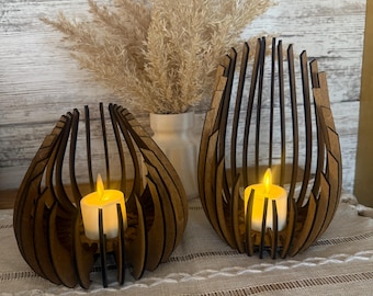 Wood tea light custom candle holder Rustic tealight wood candle holder Natural wood candle holder Wedding center piece Anniversary wood gift
