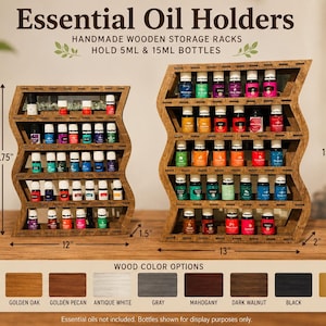 Holzhalter für ätherische Öle, gewellter Wandhalter für 5ml und 15ml Flaschen