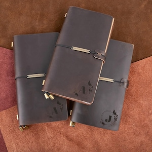 Reisetagebuch aus 100% echtem Leder, handgefertigtes Vintage-Notizbuch aus Rindsleder, 8,5 &quot;x 4,5-Zoll-Reisetagebuch, TN-Cover, nachfüllbarer Planer