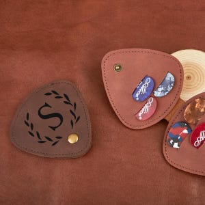 Personalized Guitar Picks Leather Holder, Custom Handmade Guitar Pick Case, Unique Gifts for Guitar Player Guitarist, Guitar Pick Case