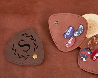 Personalized Leather Guitar Pick Holder, Handmade Guitarist Gift
