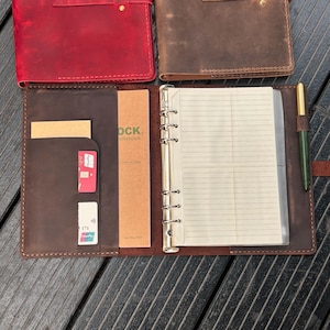 A5 Journal Handmade Leather Notebook, Rustic Leather Notebook for Man/Women,Custom Logo/Name Leather Notebook