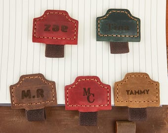 Personalized Leather Bookmark Pen Clip, Magnetic Pen Holder, Reader Gift