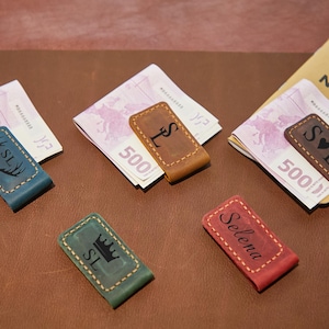 Personalized Leather Magnetic Money Clip for Man,Custom Leather Book Clips for Mom,Groomsmen Gift, Anniversary Gift