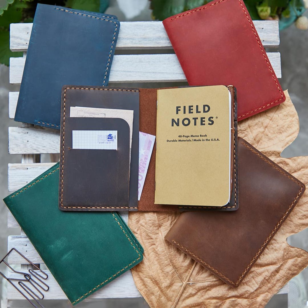 Personalized Leather Field Notes Cover, Handmade Pocket Notebook Holder ...