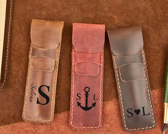 Handgefertigte Leder Stifterolle, personalisierte Reise Stiftetasche