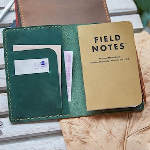 Personalized Leather Cover for Field Notes 3.5&quot; x 5.5&quot; ,Handmade Vintage Leather Cover for Small Notebook, Custom Logo Gift for Company