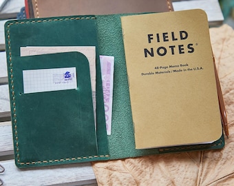 Personalisierte Lederhülle für Feldnotizen, nachfüllbares Taschennotizbuch (5,9 x 4,3 Zoll)