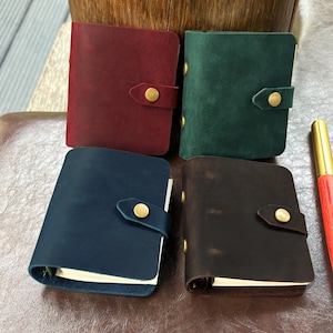 Libreta de bolsillo retro de cuero personalizada, minidiario de viaje de cuero personalizado, minicuaderno grabado con láser, regalo para ella
