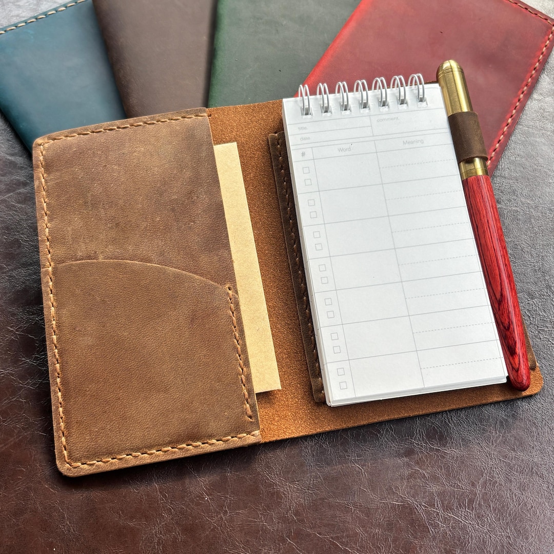 Personalized Crazy Horse Leather Mini Notepad Cover (3.5x5.5 Inch) - Etsy