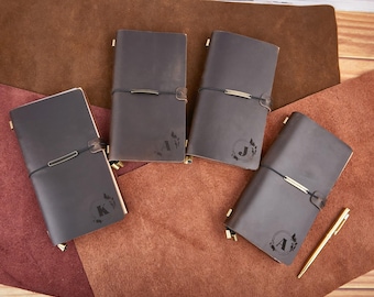 Personalisierter Leder Travel Journal TN Cover, Handmade nachfüllbarer Planer
