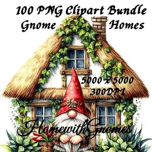 Lot de 100 cliparts PNG maison de gnome | Nains mignons dans les maisons | Fond transparent | Téléchargement numérique fantastique