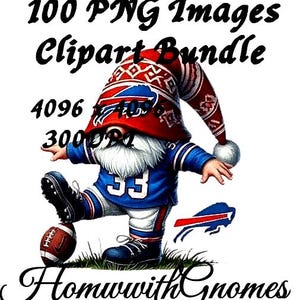 100 Watercolor Football Gnome PNG Bundle: Sports Clipart, Transparent Digital Download