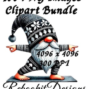 100 Watercolor Yoga Gnome Clipart Bundle: 100 PNG Images (Transparent Digital Download)