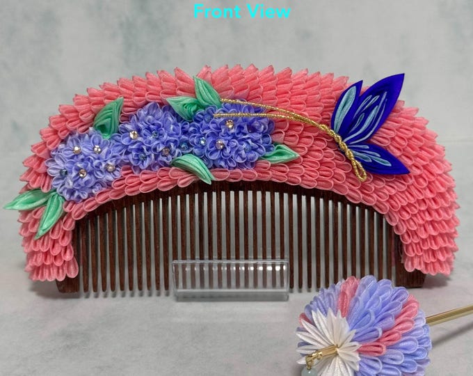 Featured listing image: Hydrangea Tsumamizaiku Kanzashi Comb Set