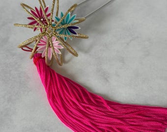 Chrysanthemum Infused Tsumamizaiku Kanzashi with Interchangeable Tassels