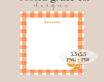 Orange Plaid Digital Printable Notepad | Printable Planner Pages | Digital Download Instant PDF Download | Stationery Printable