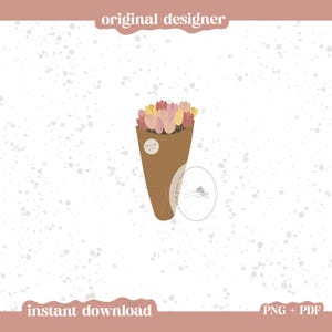 Hand Drawn Tulip Digital Sticker | Printable Flower Art | Instant Download Floral Sticker | Spring Floral Design | Botanical Art