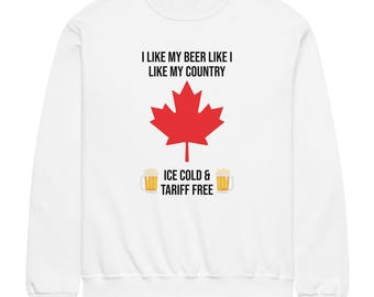 Canada Pride Crewneck | Ice Cold & Tariff-Free Beer | Funny Novelty Gift | Anti-Trump| canada is not for sale | Elbows Up | Dad Gift