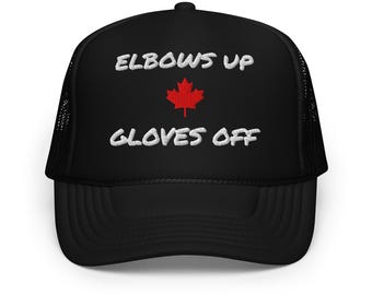 Gorra de camionero con codos hacia arriba: hockey, orgullo canadiense, antiaranceles estadounidenses, regalo novedoso y divertido, canadiense, papá, mamá, hermano/Canadá no está a la venta/