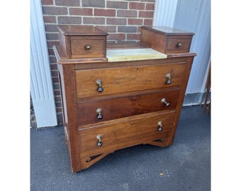 Beautiful 19th Century Victorian Dresser With Marble And 2 Glove Drawers Antique