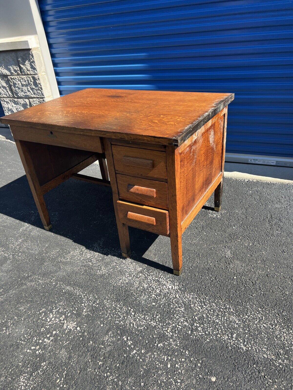 globe wernicke desk tiger oak antique desk  office 4 drawer 40x30 See Details